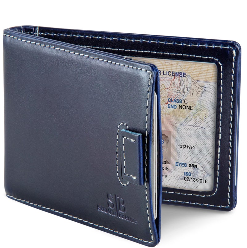 SERMAN BRANDS RFID Blocking Slim Money Clip Wallet â€“ Leather Bifold Front Pocket Minimalist Mens Wallet with Money Clip for Men, Small Credit Card Holder Wallet - Travel Wallet with Gift Box - Image 1